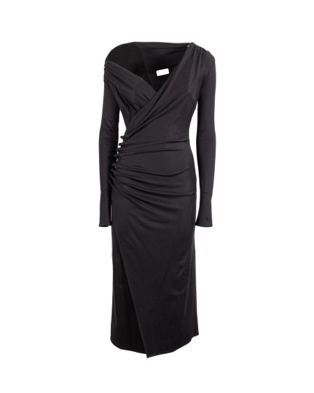 Shop ELISABETTA FRANCHI  Abito: Elisabetta Franchi abito in jersey con bottoni gioiello.
Vestibilità aderente. Maniche lunghe e si distingue per lo scollo asimmetrico, drappeggio laterale. Lo spacco laterale.
Composizione: 96%Viscosa 04%Elastane.
Fabbricato in Italia.. AB82257E2-110